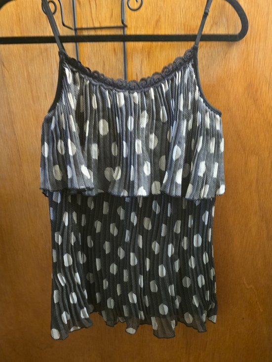 Vanity Tops - Vanity Black & White Polka Dot Layered Camisole